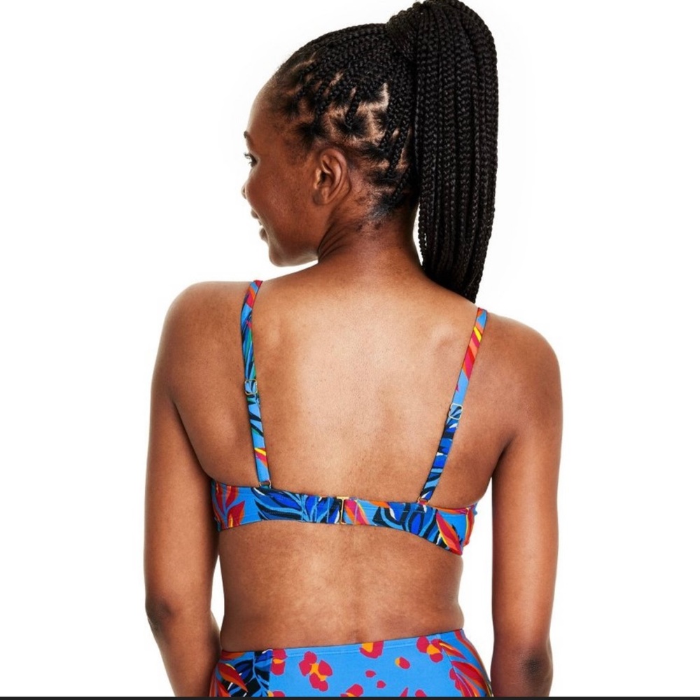 Tabitha brown for target tropical print blue and fuchsia bikini top NWT - Picture 3 of 7
